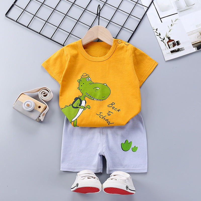 Two Piece Baby Short Tee and Bottoms Cartton Pattern Wholesale Vendors - PrettyKid