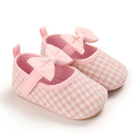 Baby Girls Plaid Bow Child Soft Rubber Sole Non-slip Baby Shoes - PrettyKid