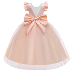 Toddler Kids Girls' Solid Color Satin Mesh Sleeveless Backless Bow Princess Dress - PrettyKid