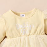 Toddler Girls Solid Daddy's Girl Lettered Screen Stitched Dress - PrettyKid