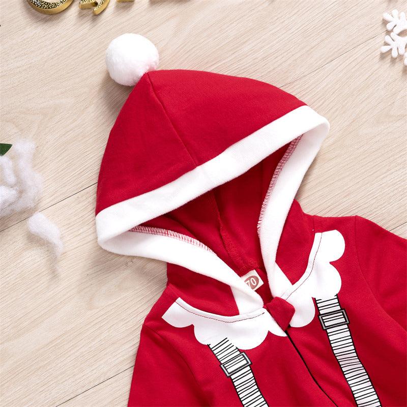 Baby Boys Cute Santa Hooded Zipper Jumpsuit - PrettyKid