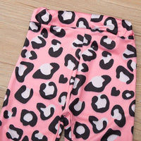 Toddler Girl Solid Letter Top Leopard Print Pants Home Suit - PrettyKid