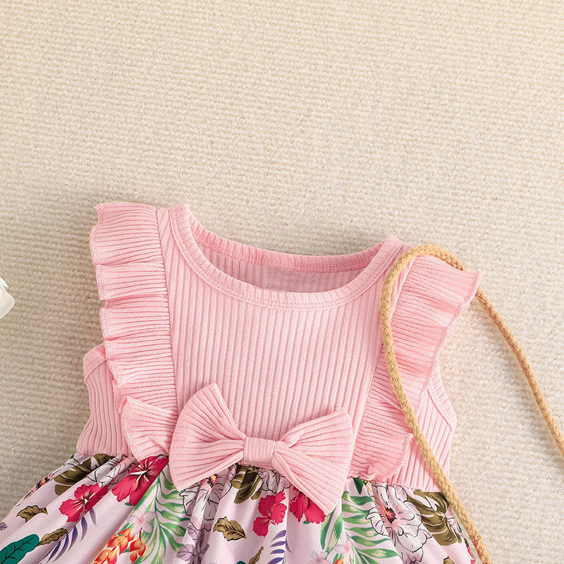 2023 Summer New Sleeveless Dress Baby Bow Print A-line Dress