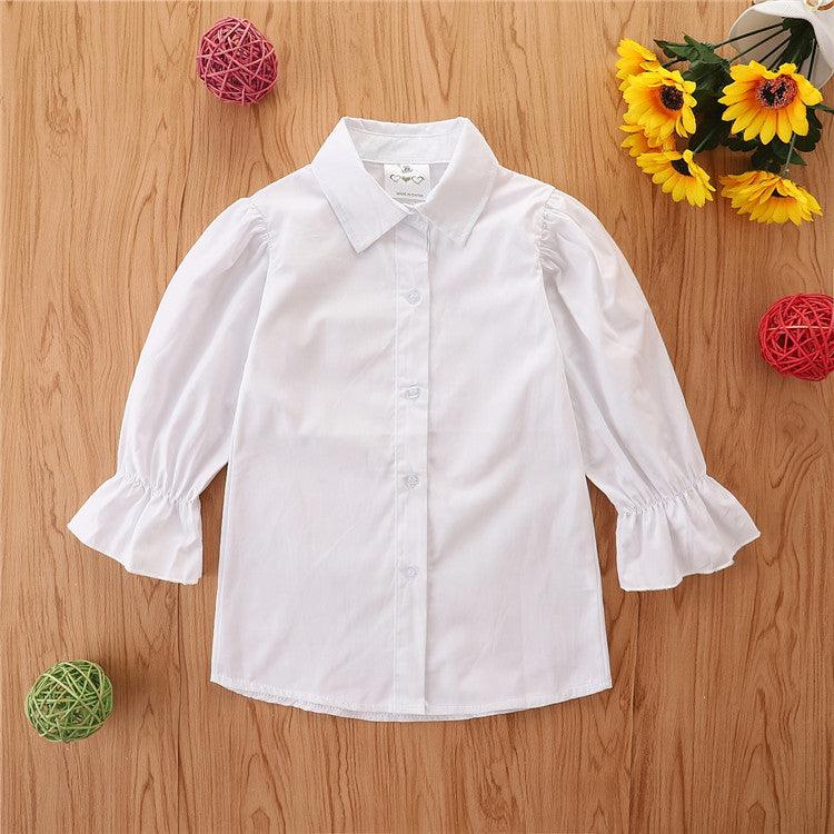 Toddler Kids Girls Dress White Long Sleeved Shirt Skirt Cowboy Suspender Vest Suit Trendy Girl Clothes Wholesale - PrettyKid