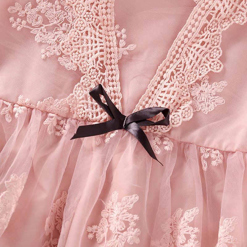 Girls' Dress Summer Pink Lace Skirt Sweet Princess Skirt Embroidery Large Children's Gauze Skirt