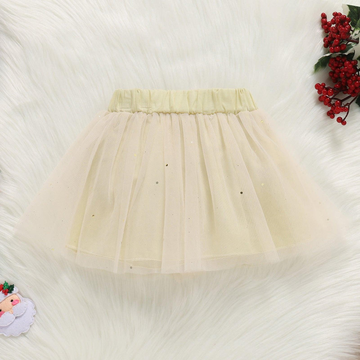 Baby Girls Christmas Deer Long Sleeved One-piece Dress Mesh Skirt Hair Band Suit - PrettyKid