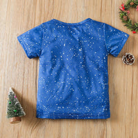 Children's Boys Round Neck Short Sleeve Cartoon Christmas Printed T-shirt - PrettyKid