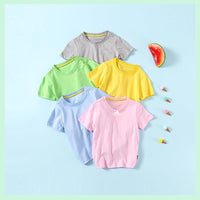 2021 Summer Children's T-shirt Solid Short Sleeve Round Neck Top - PrettyKid