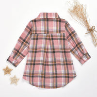 Boys Girls Long Sleeve Plaid Lapel Shirt Kids Wear Supplier - PrettyKid