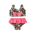 Toddler Kids Girl Leopard Print Bow Split Swimsuit - PrettyKid
