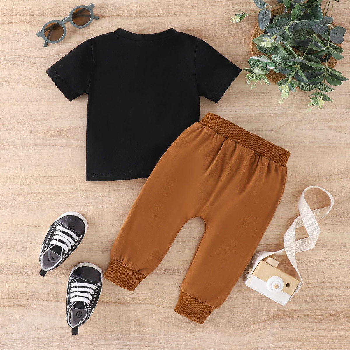 Valentine's Day Spring and Summer Letter Printing T-shirt Pants Fashion Men's Treasure Baby Set - PrettyKid