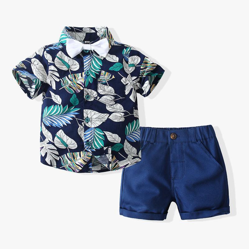 Short Sleeve Floral Shirt Woven Shorts Suit - PrettyKid