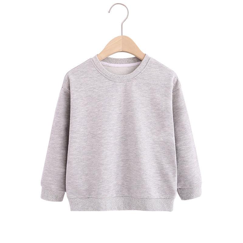 Kids Boys Girls Solid Round Neck Loose Pullover - PrettyKid