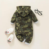 Baby Boys Hooded Long Sleeve Camouflage Fleece Jumpsuit - PrettyKid