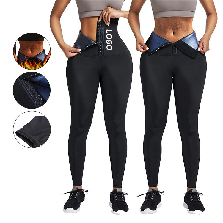 Women Sweat Pants Buckle Shaping Belly Lifting Exercise Yoga Training Pants Smothering Sweat Fitness Clothing Female - PrettyKid