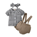 Infant and Young Children's Short-sleeved Shirt+shorts+headband Three-piece Set