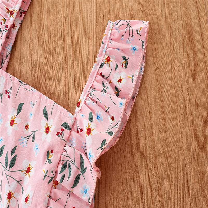 Toddler Kids Girls Printed Suspender Shorts Two Piece Set Children's Boutique Wholesale Suppliers - PrettyKid