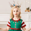 Toddler Kids Girls Christmas Elf Elf Short Sleeve Dress - PrettyKid