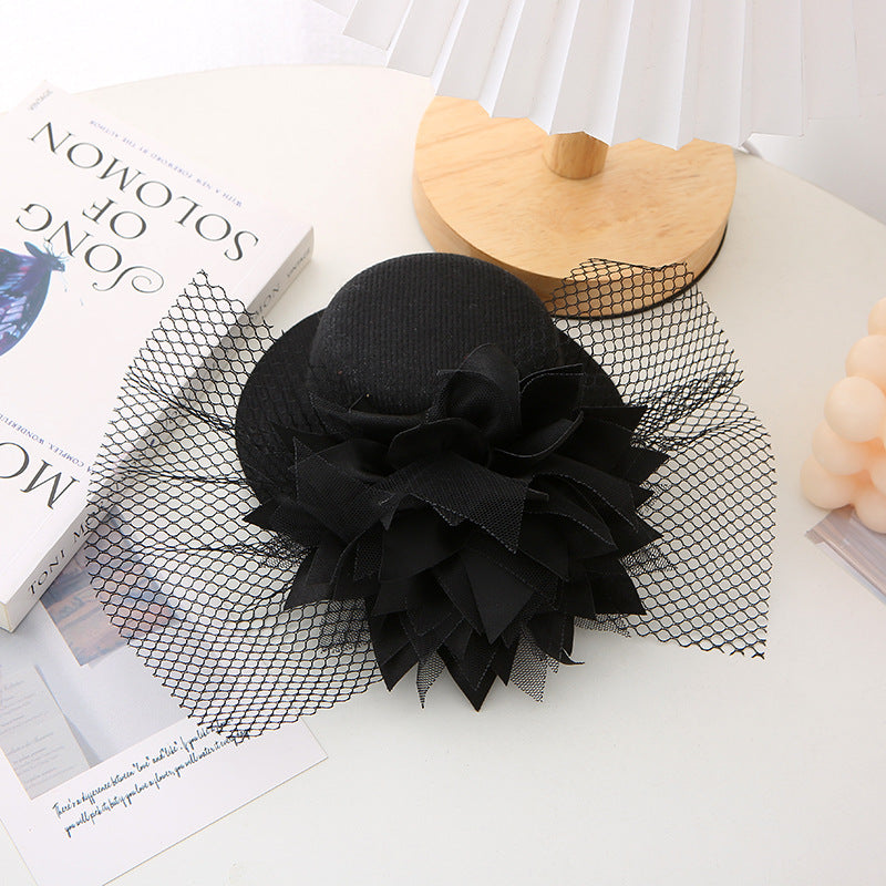 Girl 3D Flower Decor Mesh Formal Hat - PrettyKid
