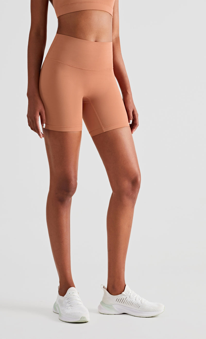 Women Nude Sense of Yoga Pants High Waist Peach Buttocks Tight Sports Fitness Three-point Shorts Female - PrettyKid
