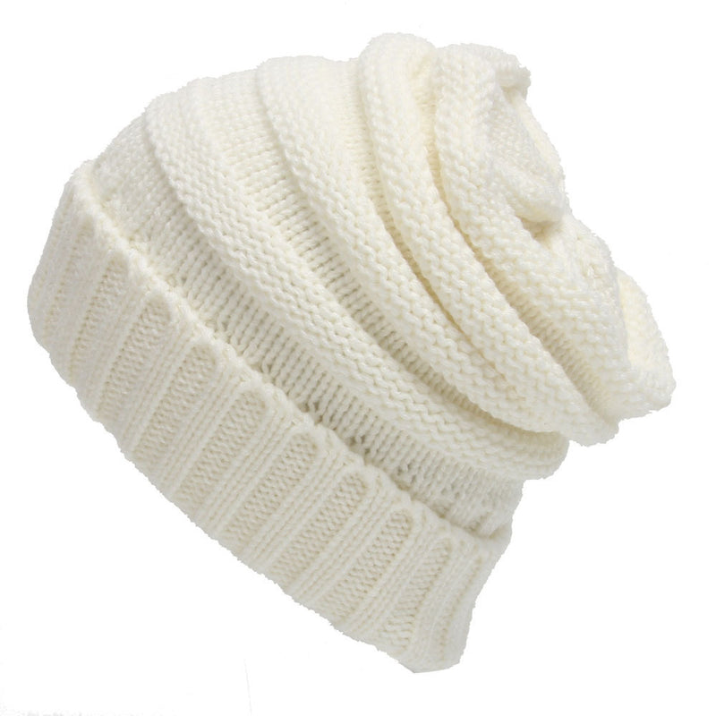 Adult Autumn and Winter Solid Color Hat Flap Knit Pullover Cap - PrettyKid