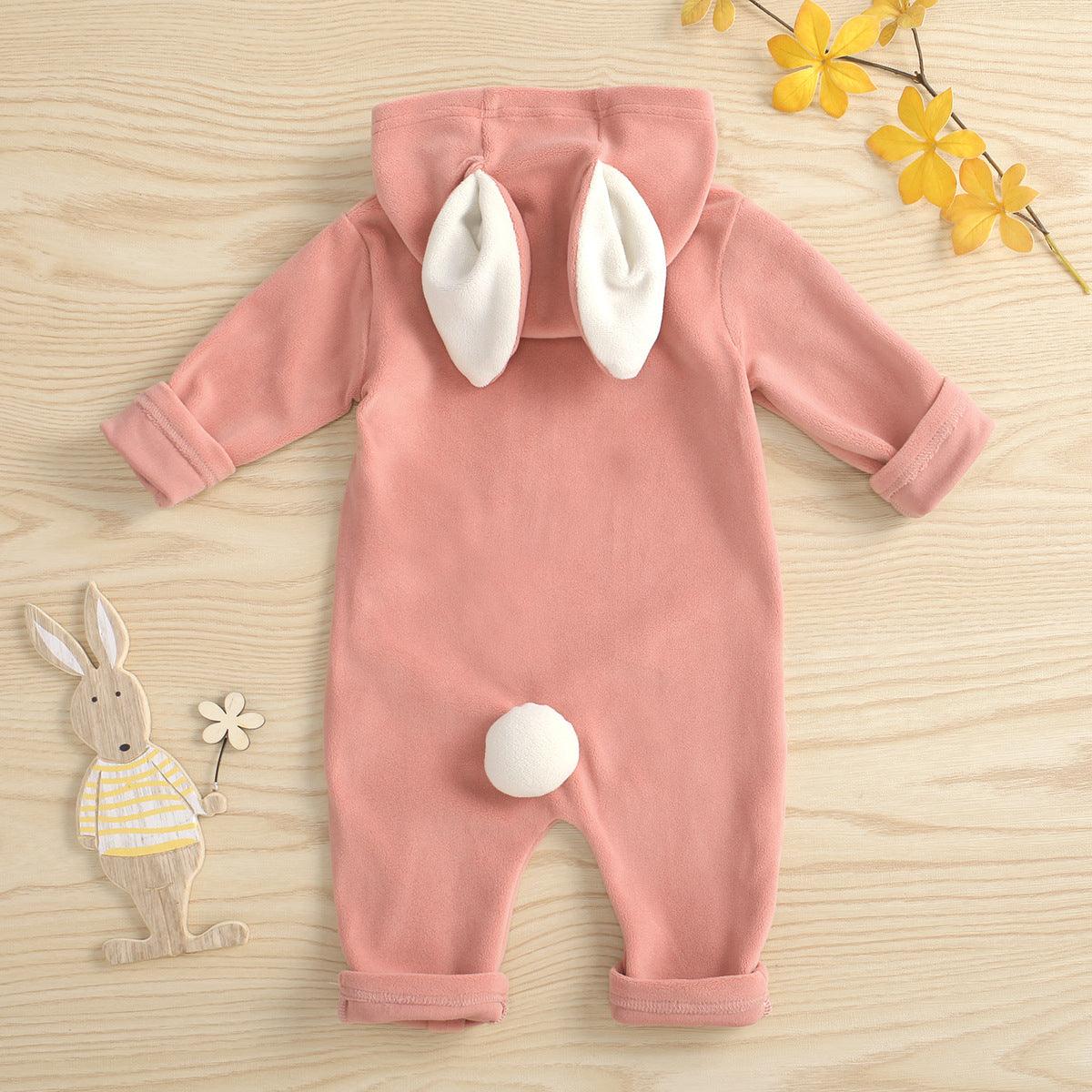 Baby Boys Girls Cute Rabbit Zipper Long Sleeve Jumpsuit - PrettyKid