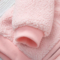 Toddler Girl Solid Lovely Pink Lamb Wool Zip Coat - PrettyKid