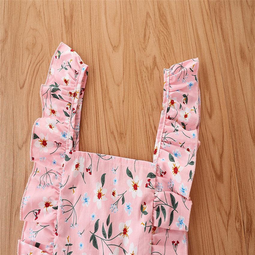 Toddler Kids Girls Printed Suspender Shorts Two Piece Set Children's Boutique Wholesale Suppliers - PrettyKid