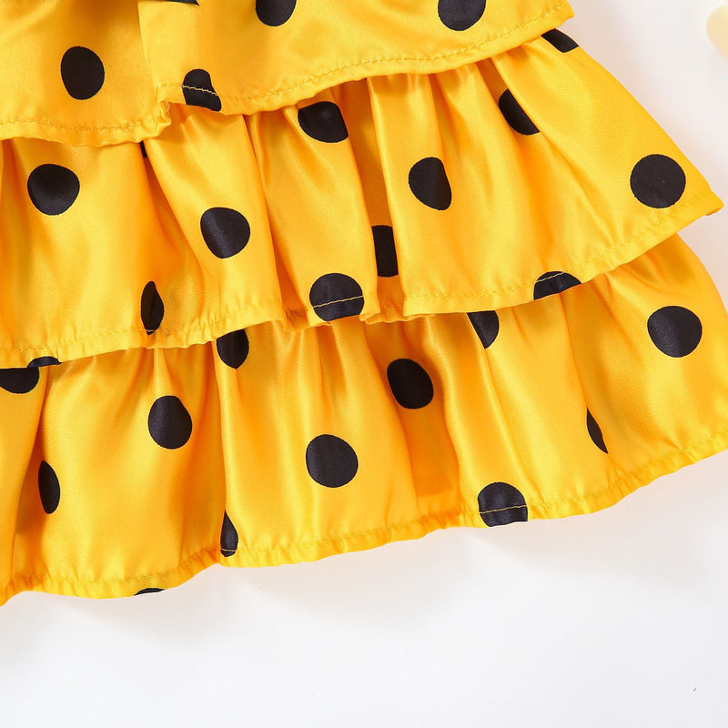 9M-4Y Toddler Girls Polka Dots Ruffle Tank Dresses Wholesale Girls Fashion Clothes - PrettyKid