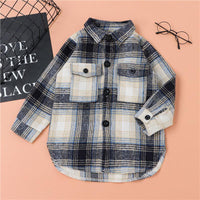 Toddler Kids Plaid Print Thickened Long Sleeved Tweed Shirt - PrettyKid