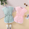 9M-4Y Button-Up Color-Block Non-Patterned Irregular-Pocket Jumpsuit Wholesale Baby Clothes - PrettyKid