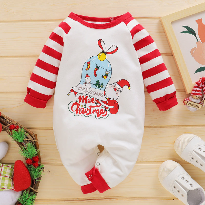 2022 Merry Christmas Baby Boys Girls Cute Printed Long Sleeve Jumpsuit - PrettyKid
