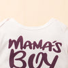 Baby Boys Summer Short Sleeve Mama's Boys Alphabet Print Color Blocking Short Sleeve Jumpsuit - PrettyKid
