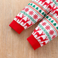 Girls Cute Cartoon Christmas Printed Long Sleeved Top Long Pants Hair Accessories Set - PrettyKid