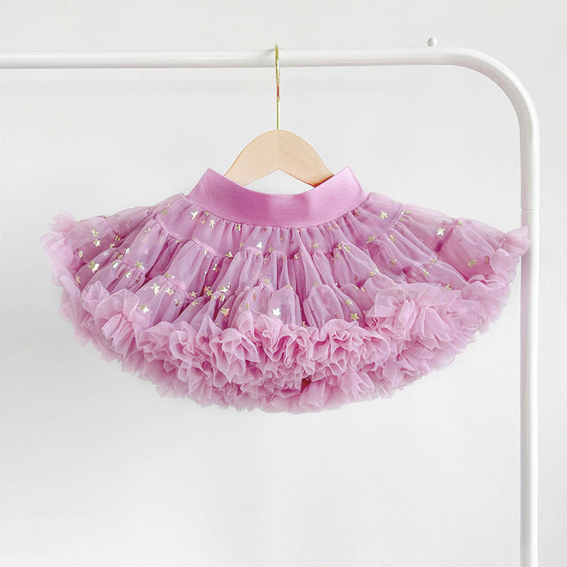 Wide Waistband Princess Bustier Ballet Foil Small Stars Shiny Purple - PrettyKid