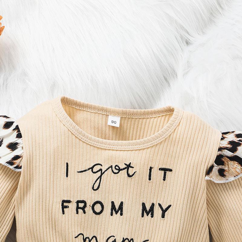 Toddler Kids Girl's Long Sleeves Letter Leopard Print Dress - PrettyKid