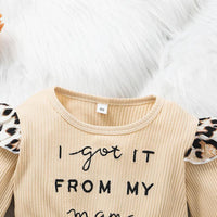 Toddler Kids Girl's Long Sleeves Letter Leopard Print Dress - PrettyKid