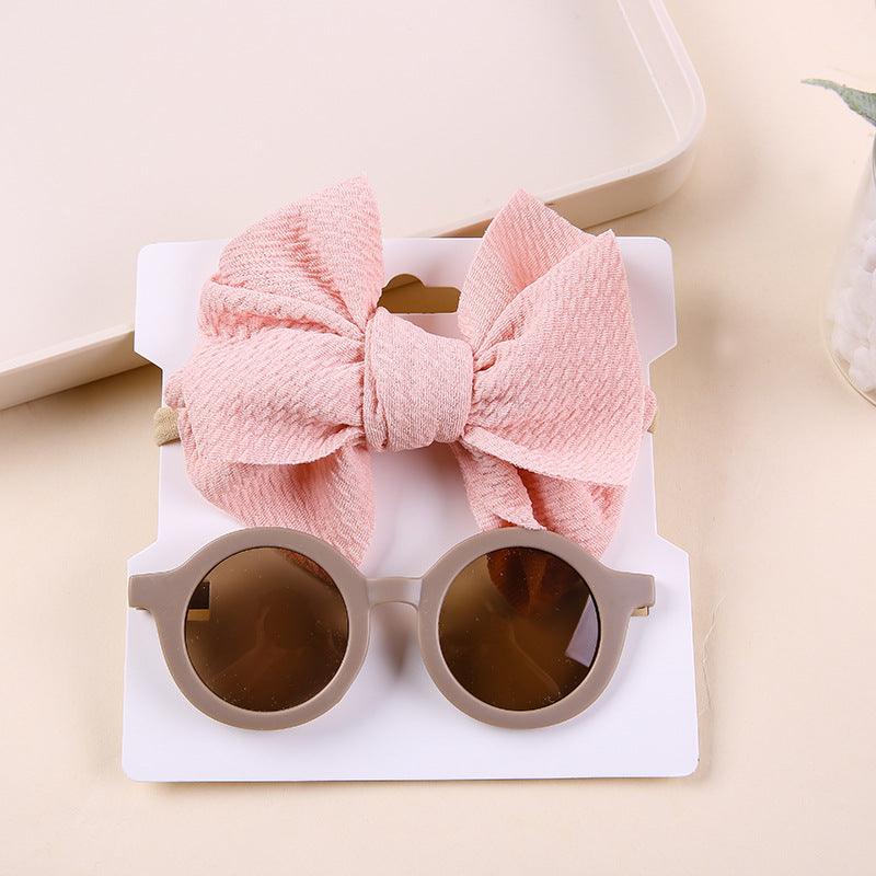 Children's Headwear Bow Nylon Hair Sunglasses Two-piece Set