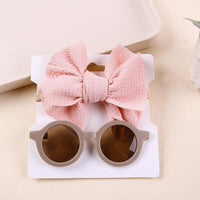 Children's Headwear Bow Nylon Hair Sunglasses Two-piece Set