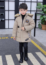 2022 Boys' Winter Cotton Padded Jacket Solid Color Thickened Plush Padded Jacket - PrettyKid