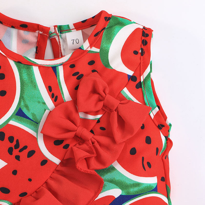 Baby Girl Sleeveless Watermelon Print Top and Shorts Set - PrettyKid