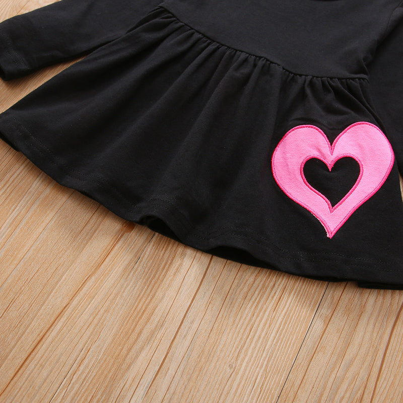 Children Girls' Long Sleeved Skirt, Printed Trousers Hair Band Valentine's Day Set - PrettyKid
