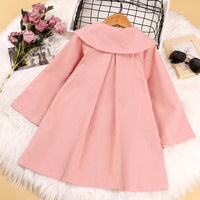 Toddler Kids Girls' Solid Color Plaid Bow Tie Long Sleeve Coat - PrettyKid