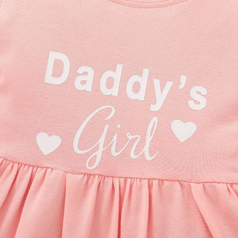 Toddler Girls Solid Daddy's Girl Lettered Short Sleeve Dress - PrettyKid