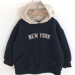 Toddler Kids Solid Color Letter Hooded Pullover Sweatshirt - PrettyKid