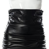Women‘s Solid Pleated PU Leather Hip Wrap Skirt - PrettyKid