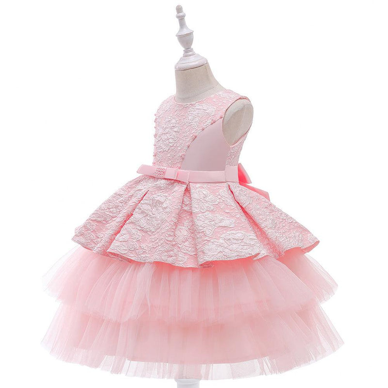 Kids Girls' Gauze Jacquard Fluffy Dress Children's Clothes Manufacturers Wholesale - PrettyKid