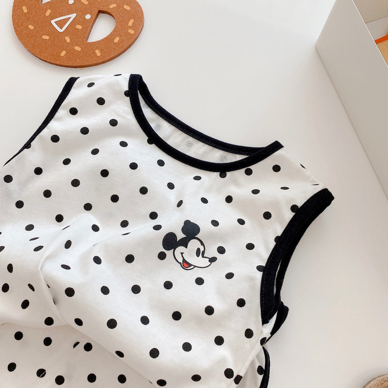 Polka Dot Suit 2022 Summer Female Baby Undershirt Two-piece Boys - PrettyKid