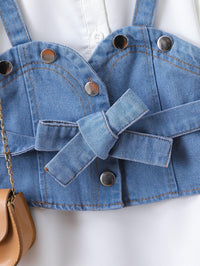 Girls' Summer Shirt Short-sleeved Denim Vest Two-piece Wholesale