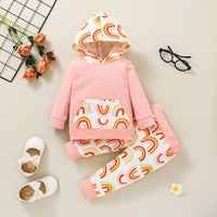 Toddler Kids Girls' Printed Hoodie Pants Set - PrettyKid